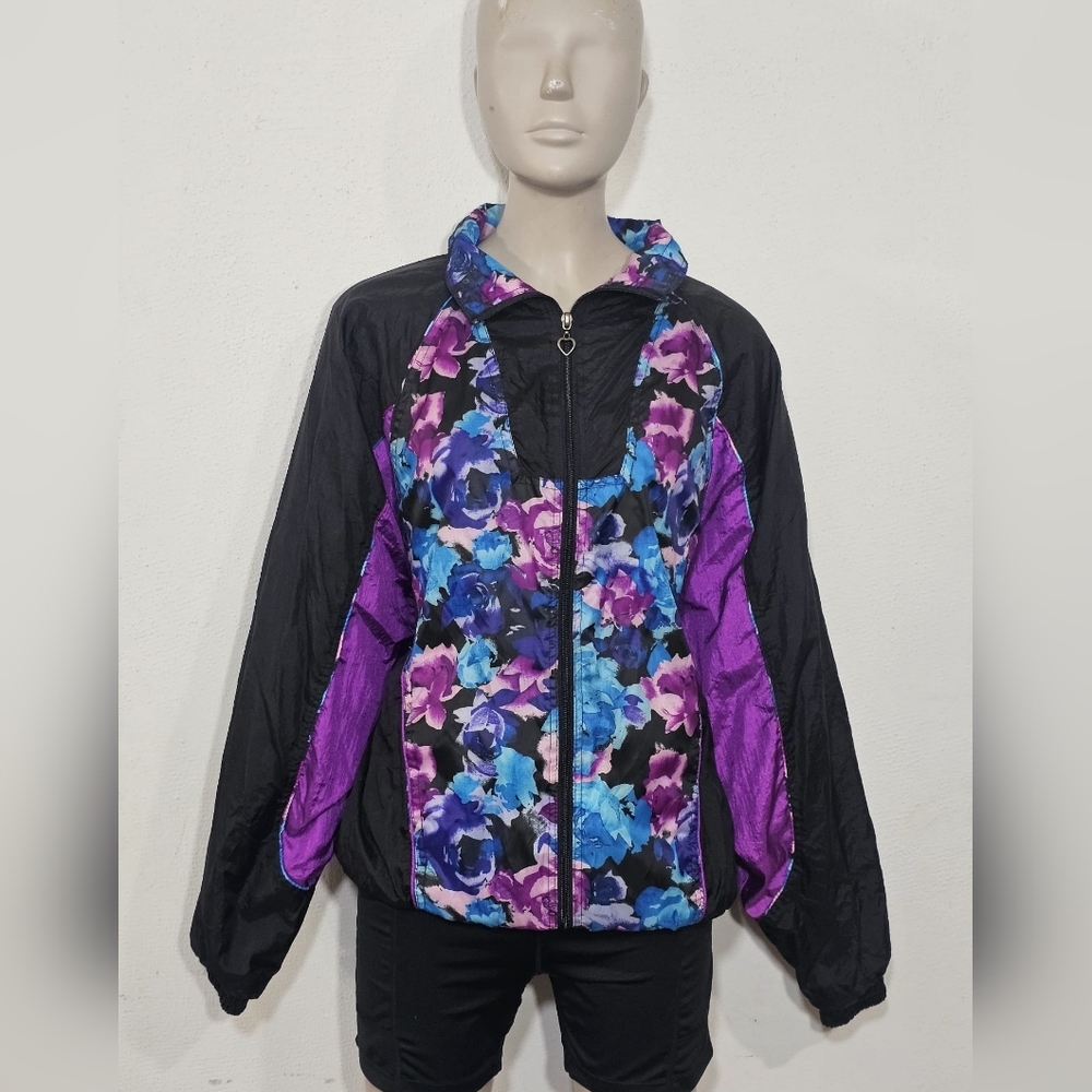 BASIC EDOTIONS Floral Women's Jacket - Black and Purple